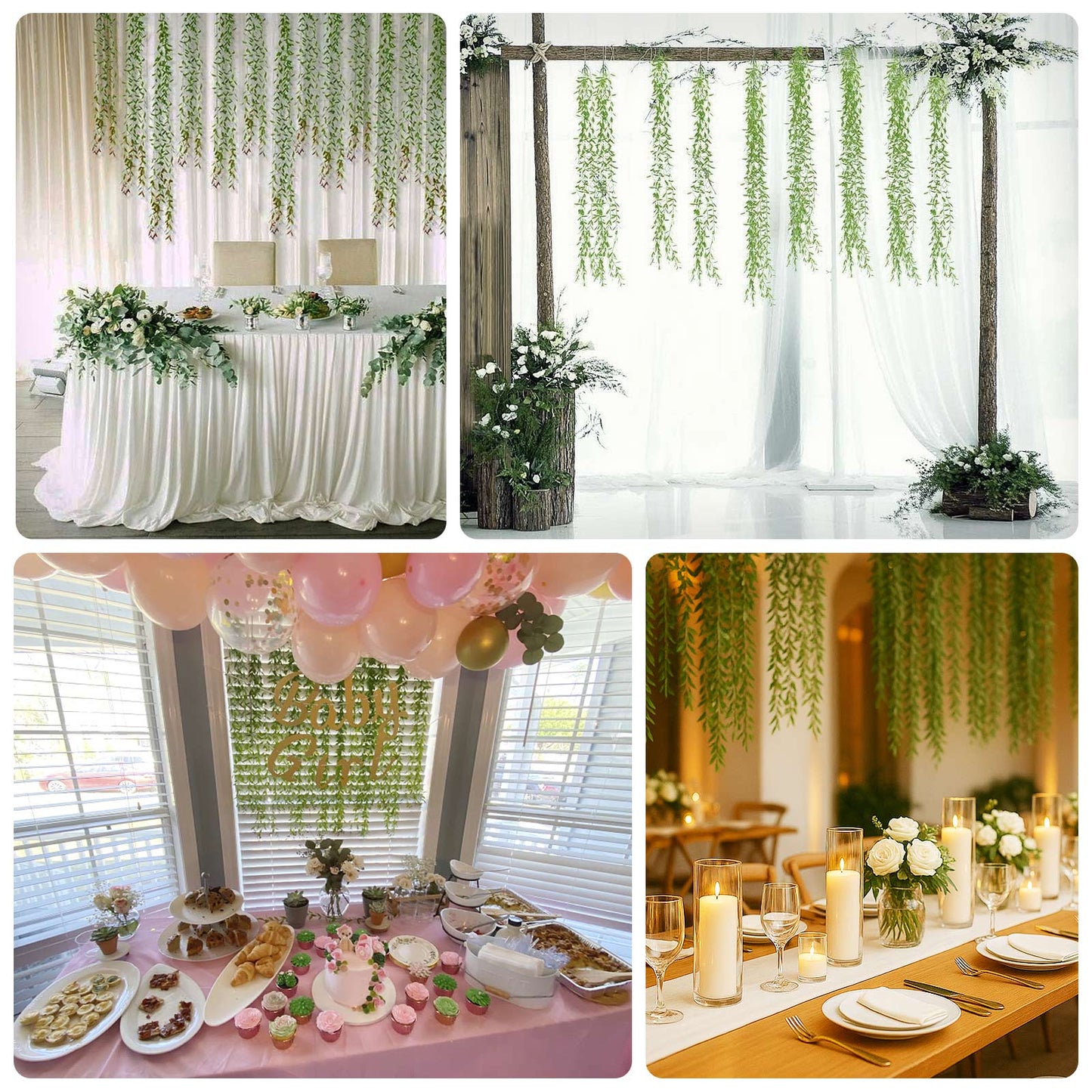3.5ft artificial green ivy vines for backdrop wall decor and floral arrangements.