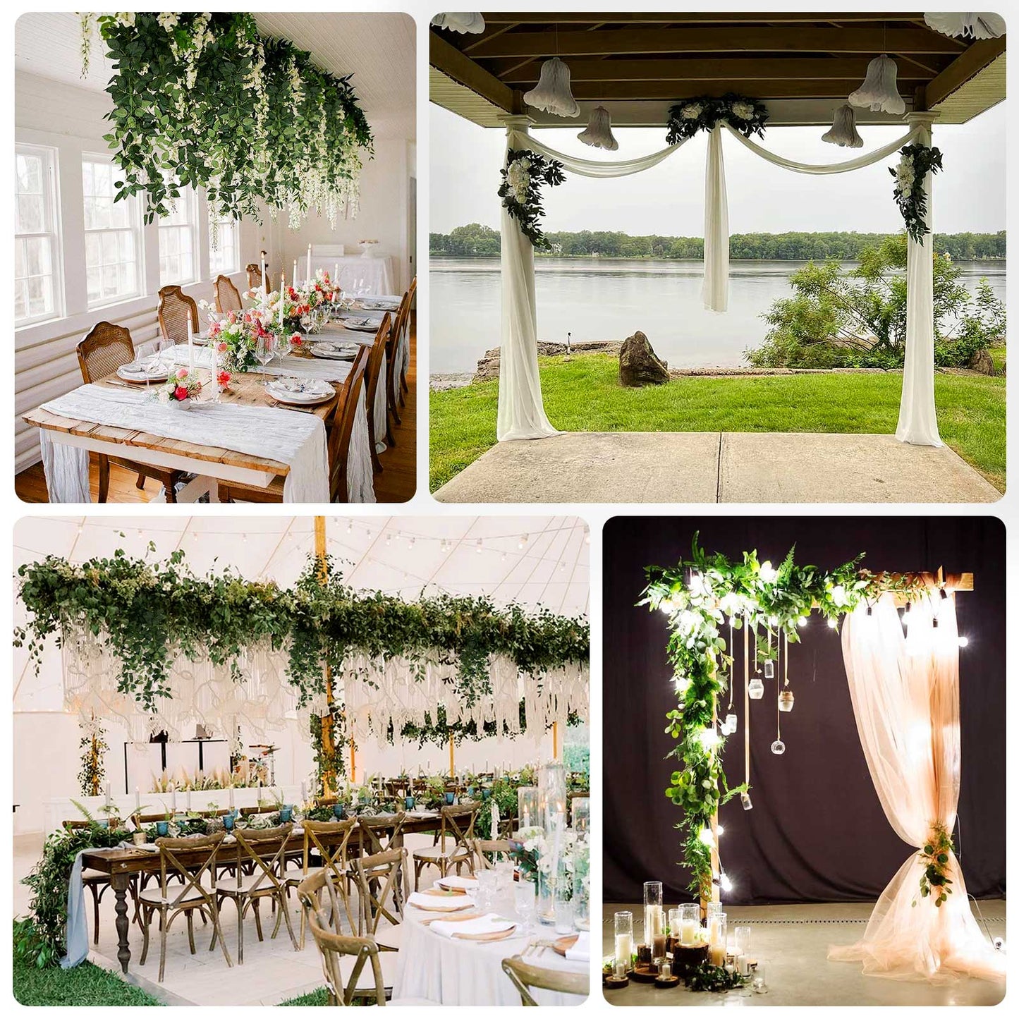 40" green silk rose leaf hanging plants for home, patio, and event styling.