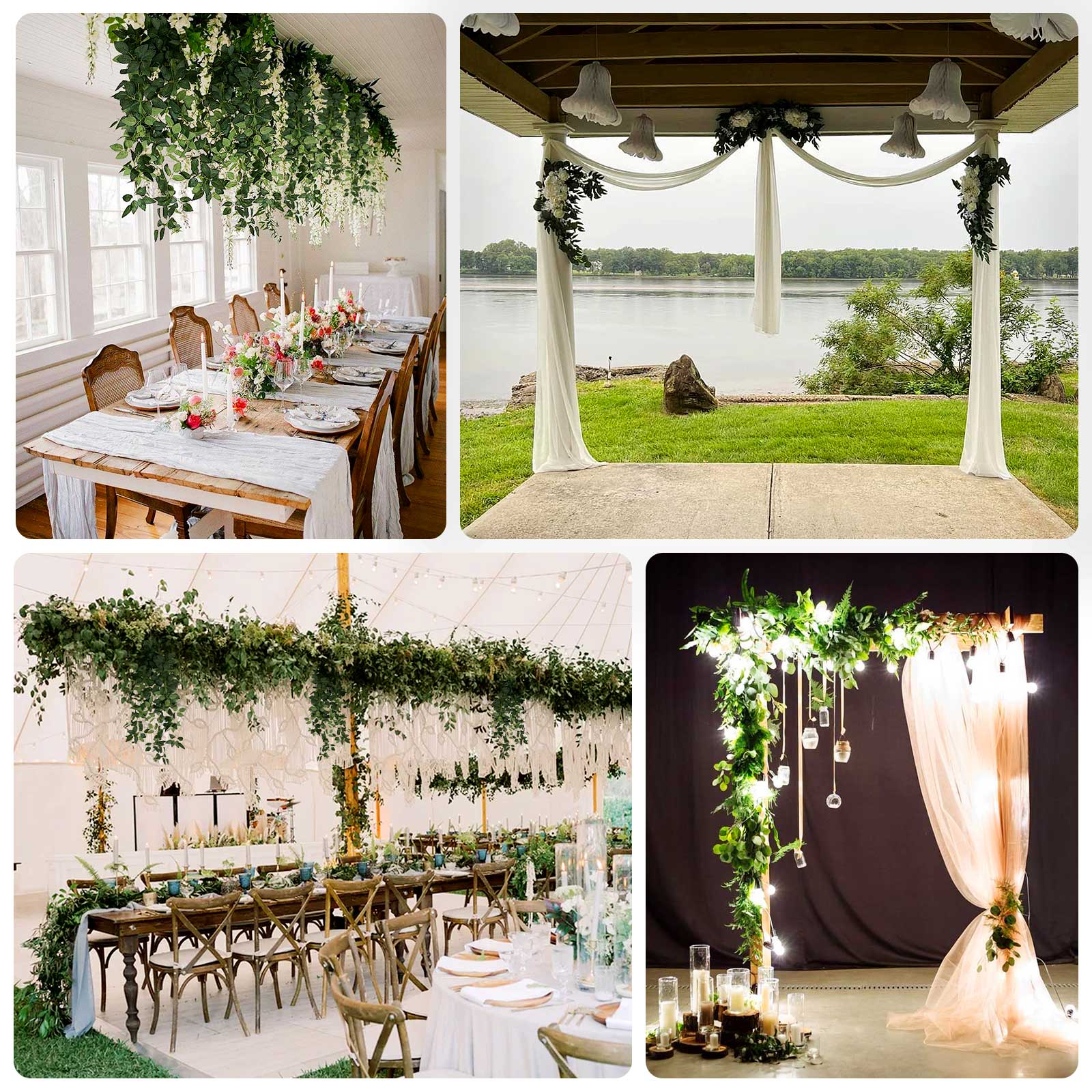 40" green silk rose leaf hanging plants for home, patio, and event styling.