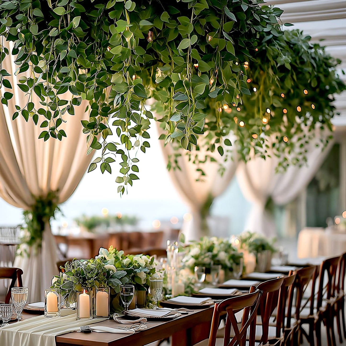 Realistic greenery vines with lush green leaves for home and event decor.