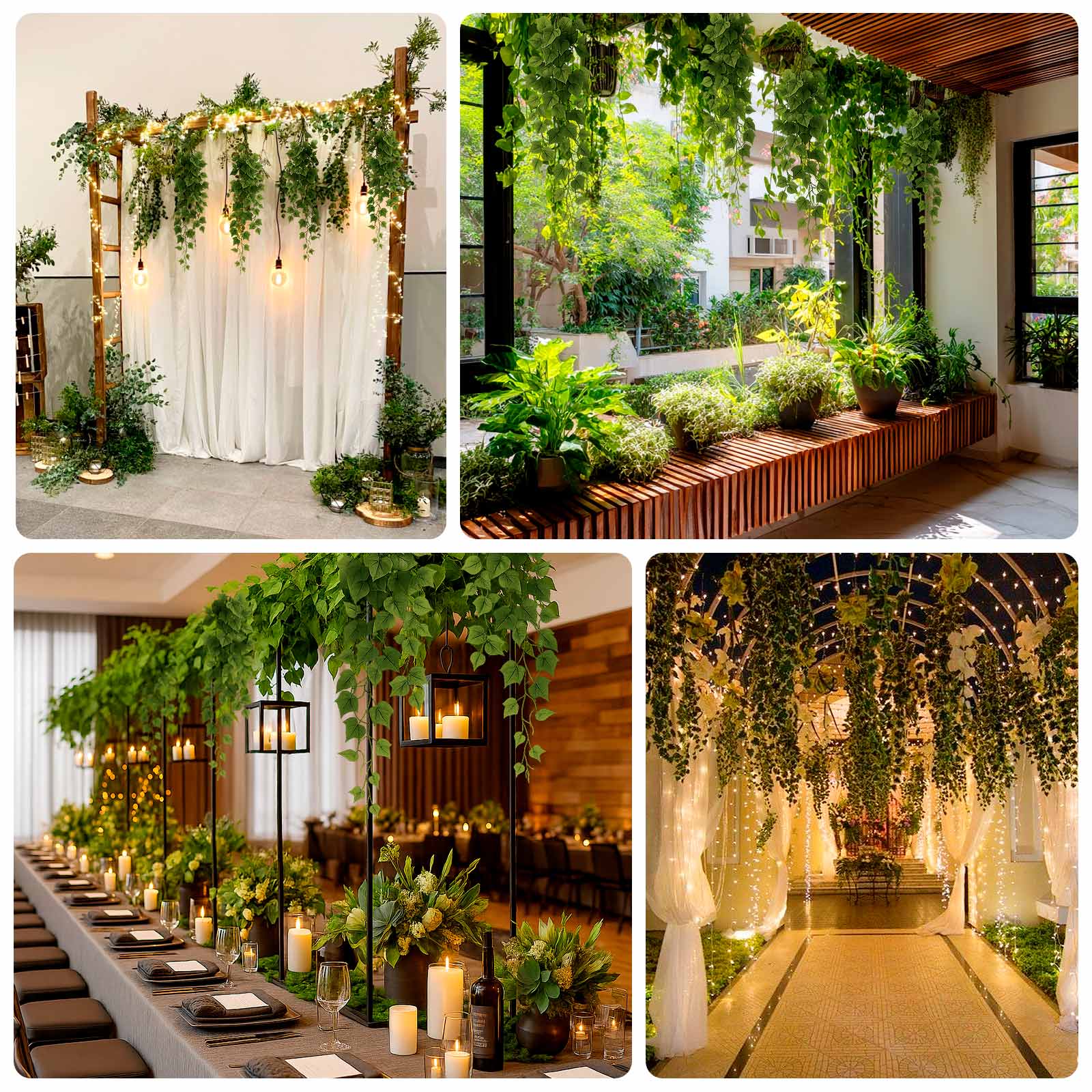 3ft artificial greenery with cottonwood leaves for event backdrops and decorations.