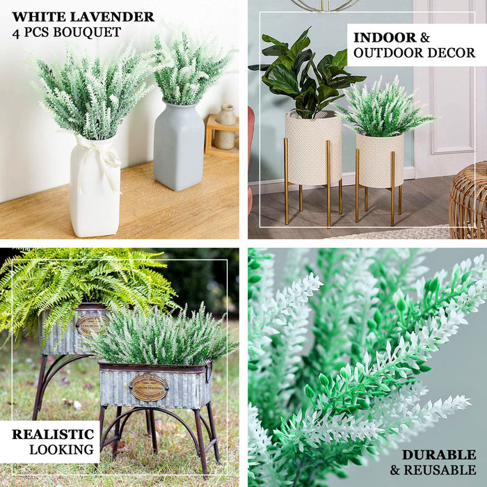 14" Green/White Artificial Lavender Flower Plant Stems