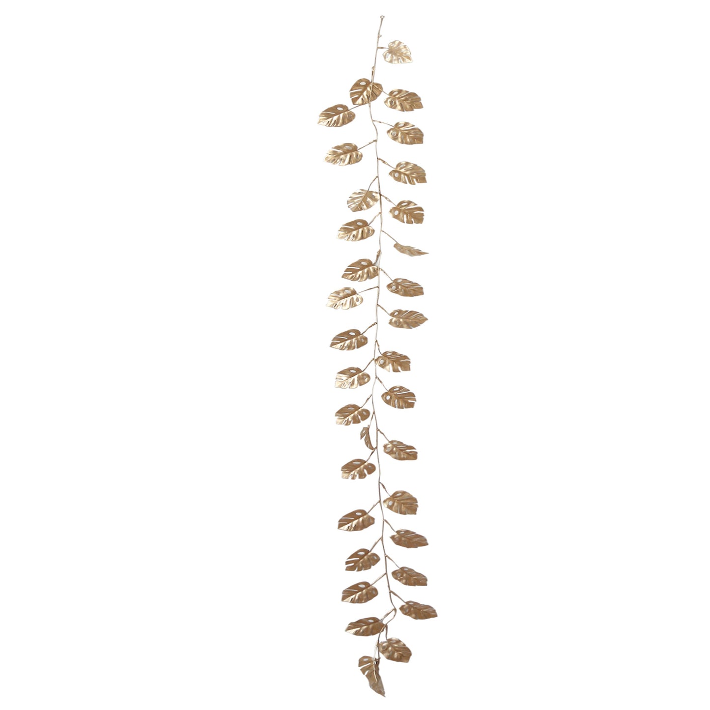 7ft Metallic Gold Artificial Monstera Leaf Hanging Vine Plant, Faux Tropical Jungle Table Garland