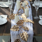 7ft metallic gold artificial monstera leaf hanging vine plant table garland.