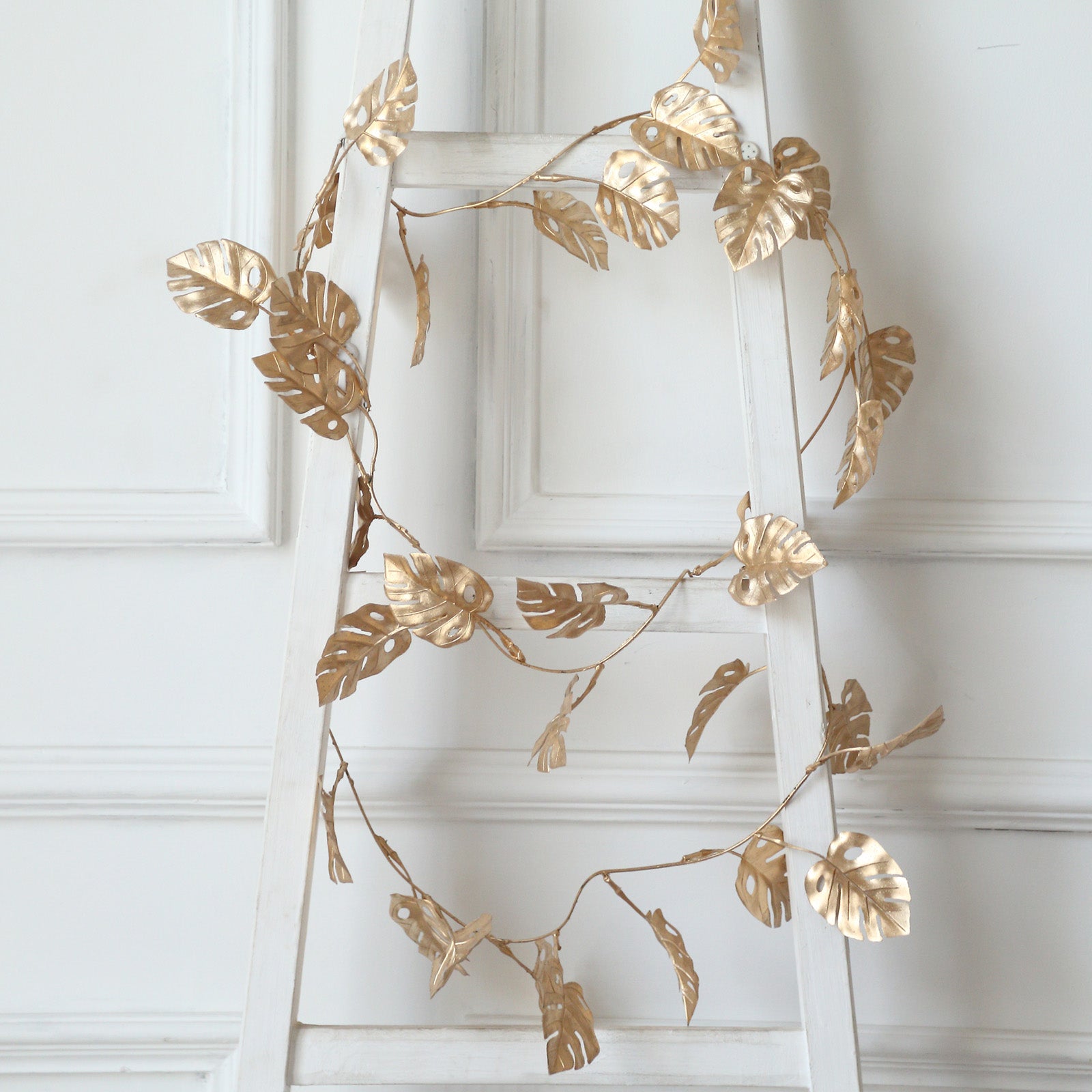 monstera garland 12-pk 7ft Gold Monstera Leaf Vine Garland