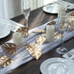 7ft metallic gold artificial monstera leaf hanging vine table garland.