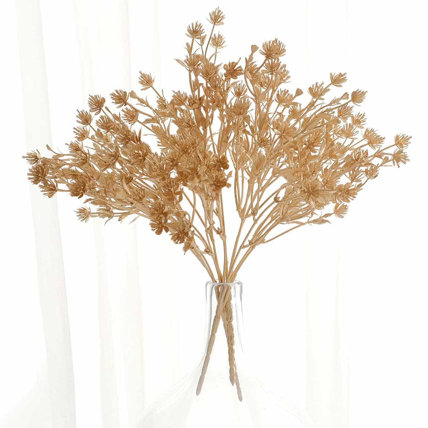 4 Pack Metallic Gold Artificial Baby's Breath Flower Bushes, 13" Decorative Gypsophila Floral Bushes Sprays