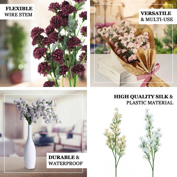 2 Bushes | 33" Lavender Lilac Artificial Chrysanthemum Mum Flower Bouquets