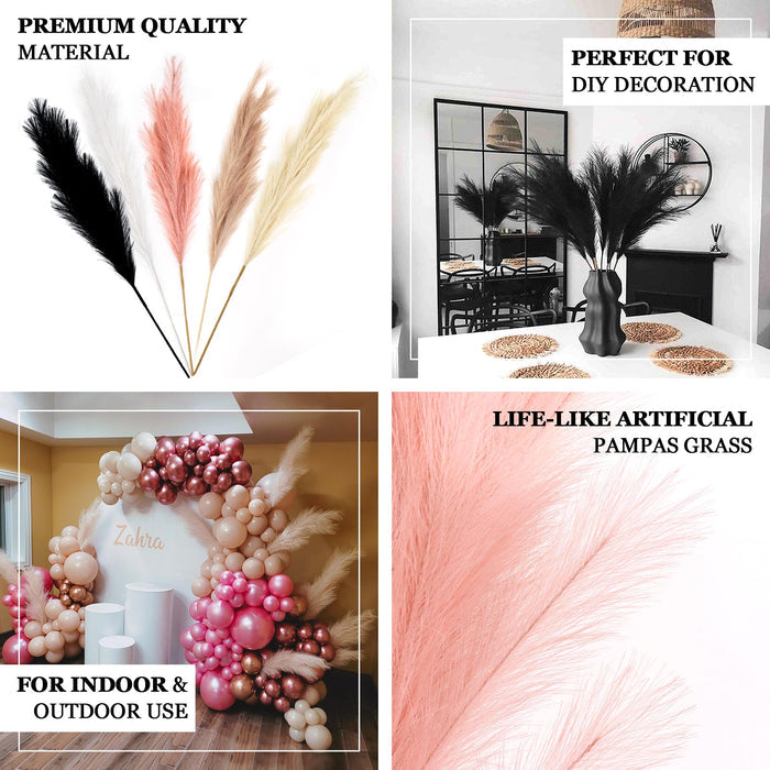 Dusty rose artificial pampas grass plant sprays for home decoration.