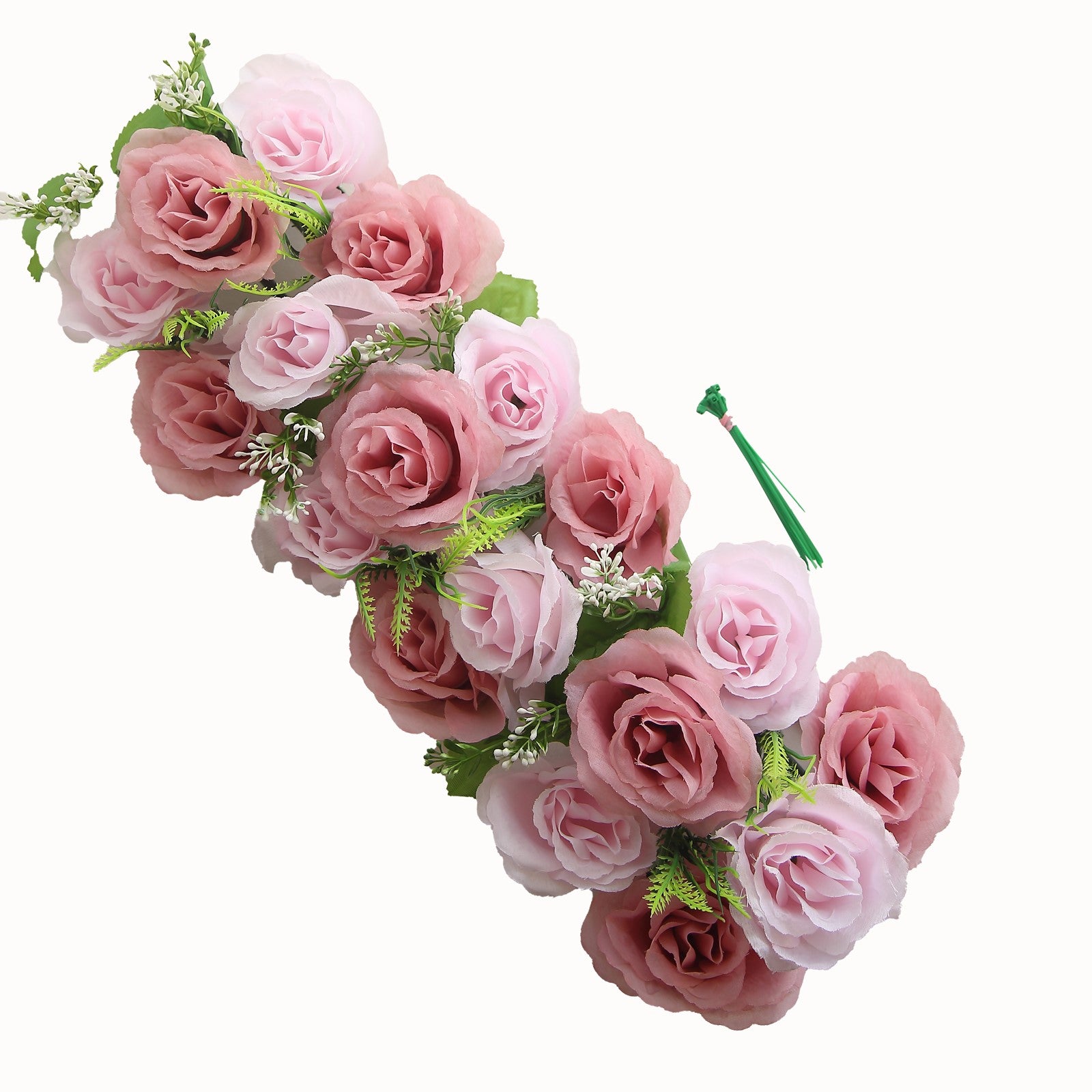 Dusty rose silk flower table runner for wedding centerpiece, 20"x8".