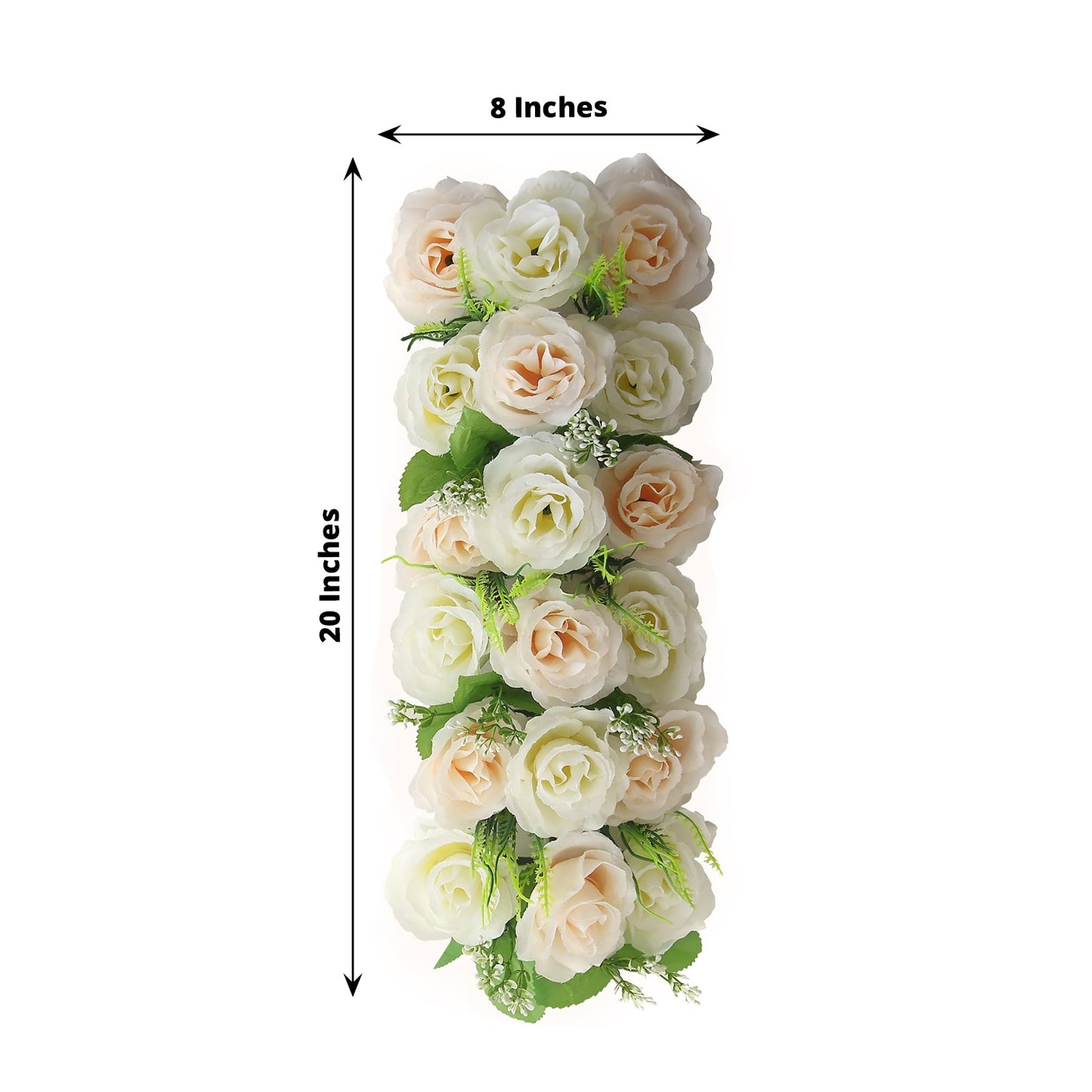 Cream ivory silk rose flower table runner, 20"x8", perfect for wedding centerpieces.