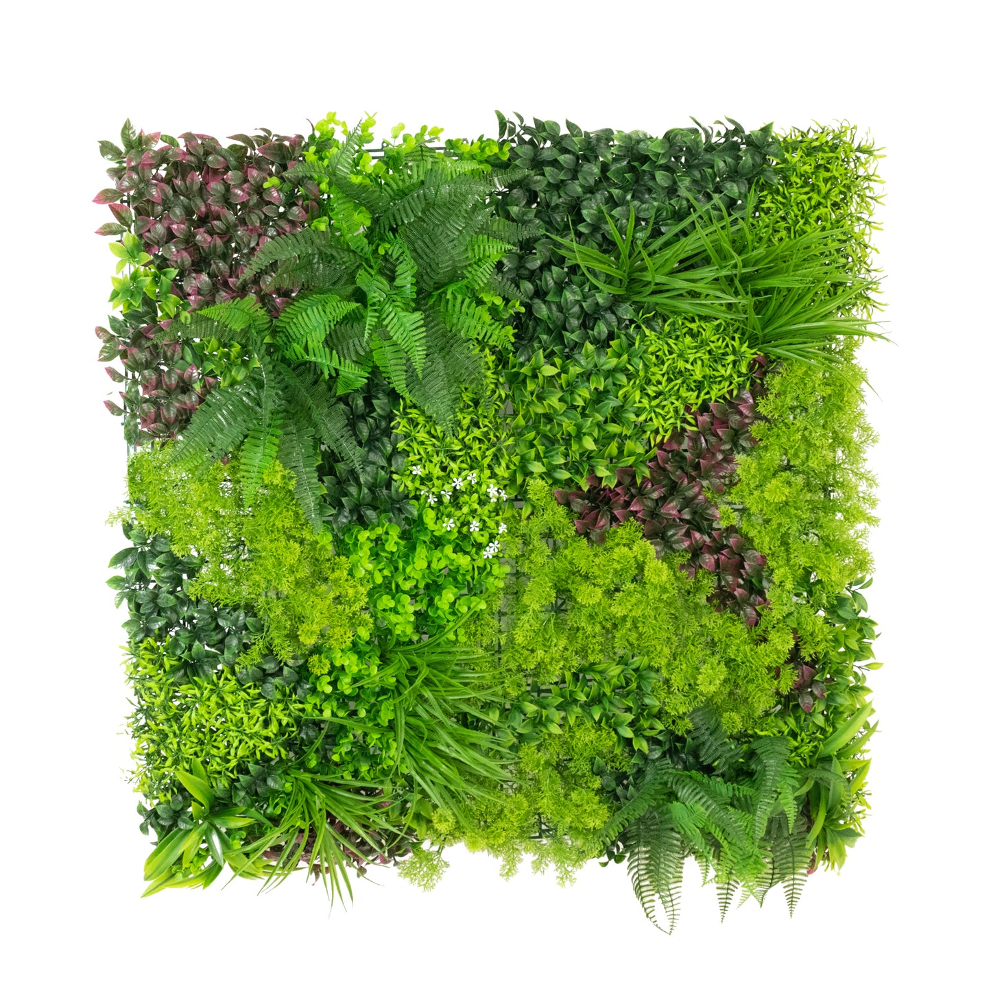 Artificial Greenery Wall Backdrop Panels, 40"×40" Grass Panels with Mixed Fern and Ivy Leaves, UV-Protected for Outdoor Use – 2 Panels, Covers 22 Sq. Ft.