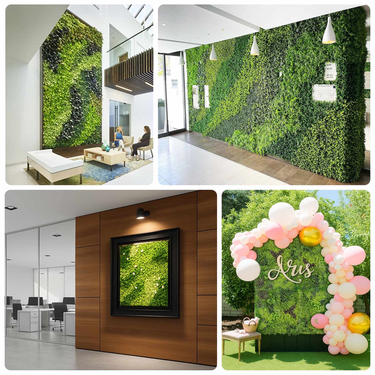Artificial Greenery Wall Backdrop Panels, 40"×40" Grass Panels with Mixed Fern and Ivy Leaves, UV-Protected – 2 Panels, Covers 22 Sq. Ft.
