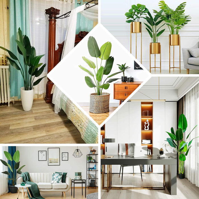 6ft Faux Potted Bird of Paradise Plant in vibrant green color.