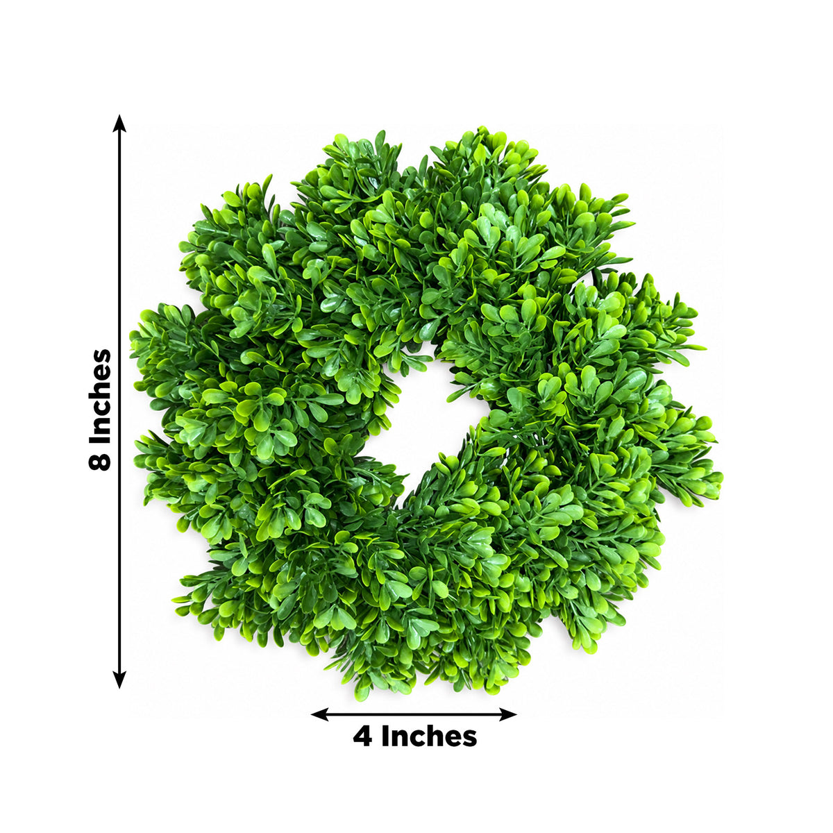 3 Pack 10" Artificial Boxwood Candle Rings, Green Faux Mini Wreath - 4" Opening for Table Centerpiec