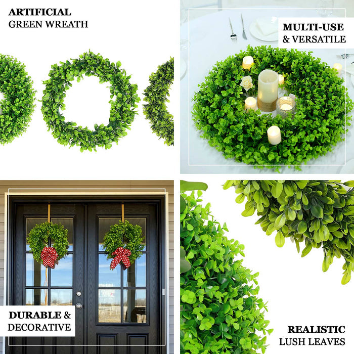 21" Green Eucalyptus Leaf Wreaths - Lifelike Spring Decor, 2 Pack