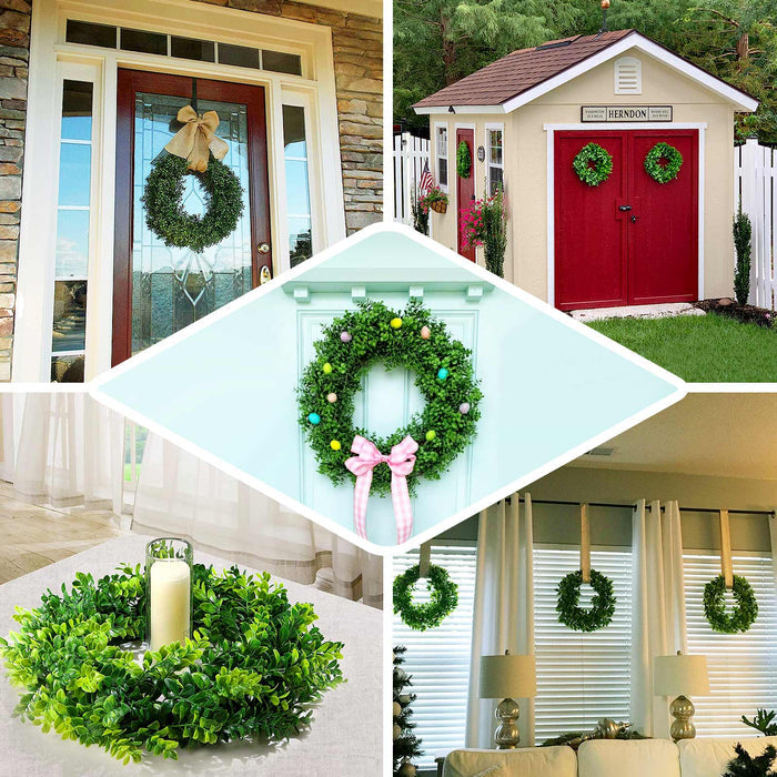 21" Green Eucalyptus Leaf Wreaths - Lifelike Spring Decor, Set of 2