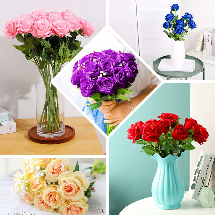 Silver artificial silk rose flower bouquet with vibrant colors.