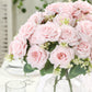 2 Bushes 18" Real Touch Artificial Rose Flower Bouquet, Light Blush Silk Long Stem Flower Arrangements