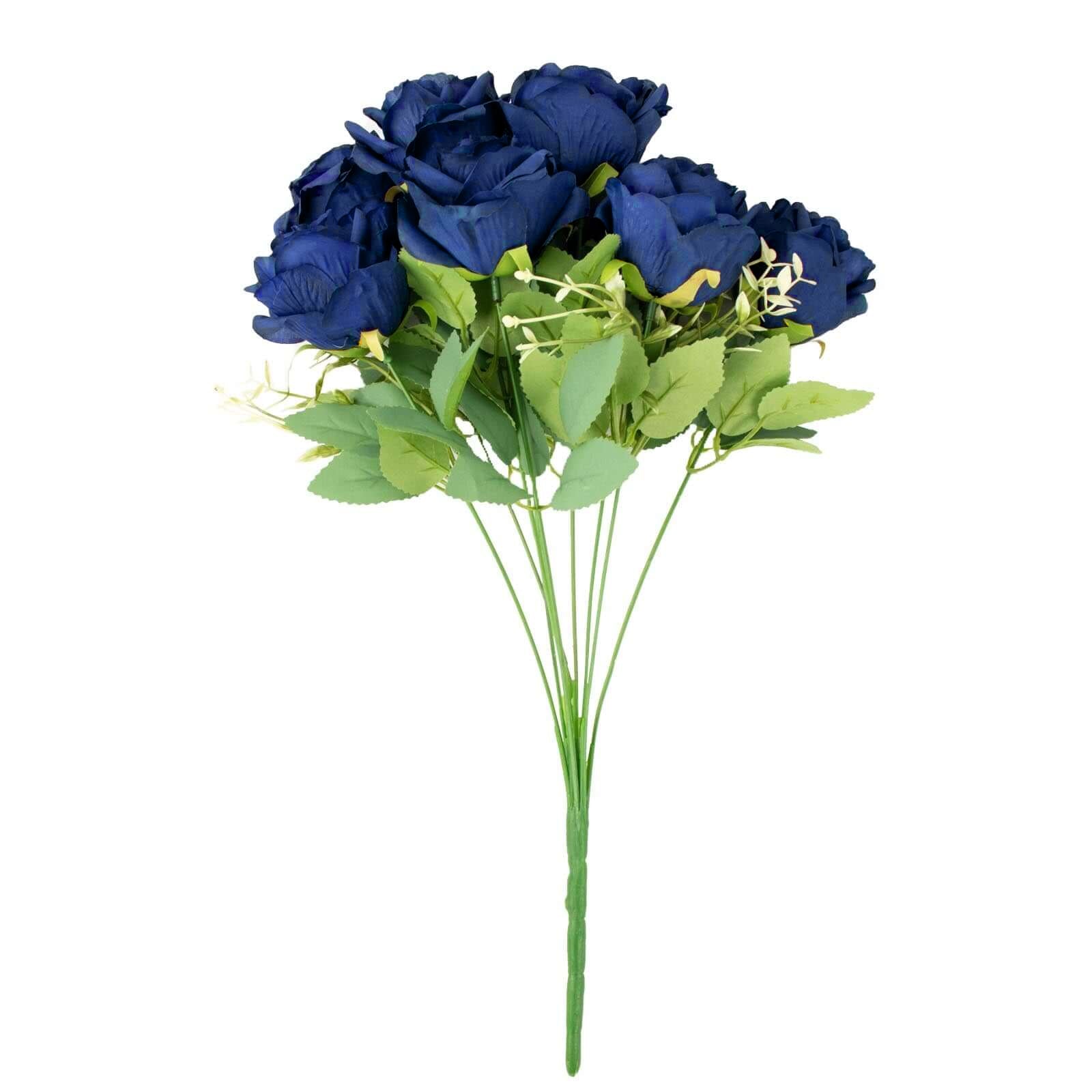 Artificial 18 Inch Navy Blue Rose Arrangement In Silk Material