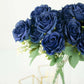 Navy Blue Silk Rose Bouquet In 18 Inch Length