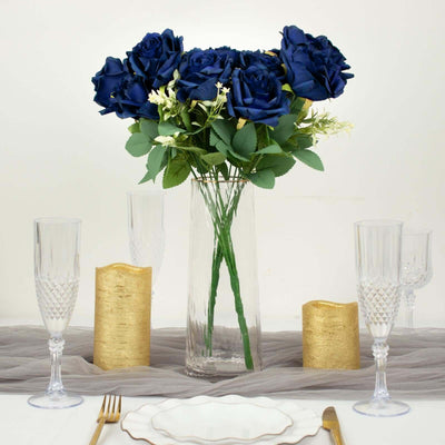 Lifelike Design of Navy Blue Artificial Rose Bouquets
