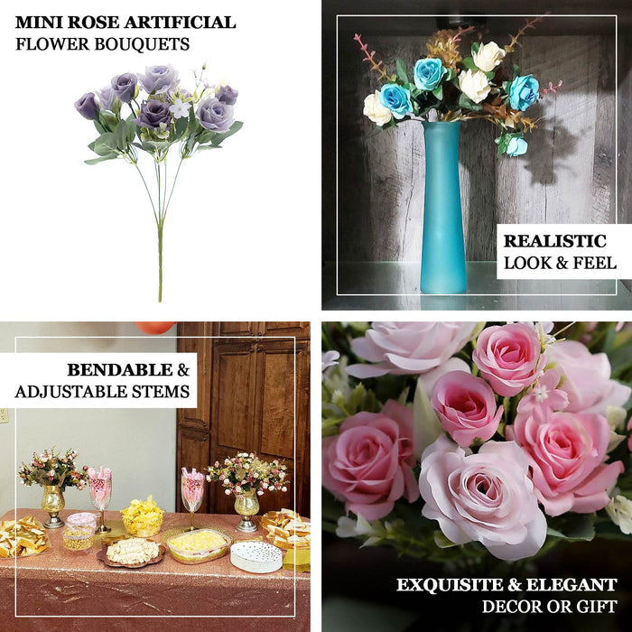 4 Bushes | 12" Ivory Real Touch Artificial Silk Rose Bridal Bouquet, Faux Flowers