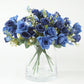4 Bushes 12" Navy Blue Real Touch Artificial Silk Rose Flower Bouquet, Faux Bridal Flowers