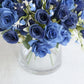 4 Bushes 12" Navy Blue Real Touch Artificial Silk Rose Flower Bouquet, Faux Bridal Flowers