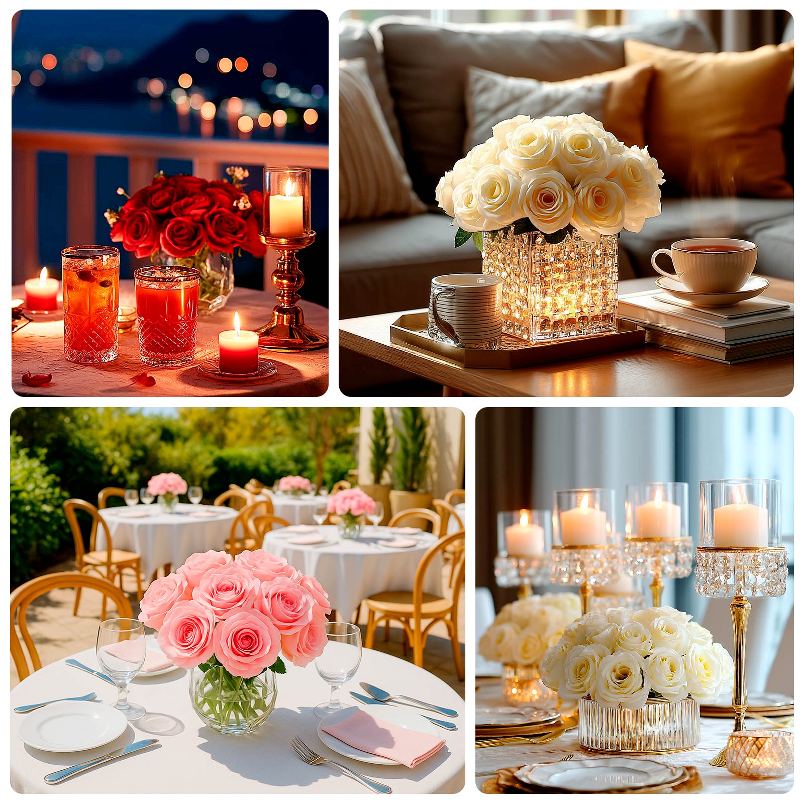 Pink artificial silk roses for elegant flower arrangements.