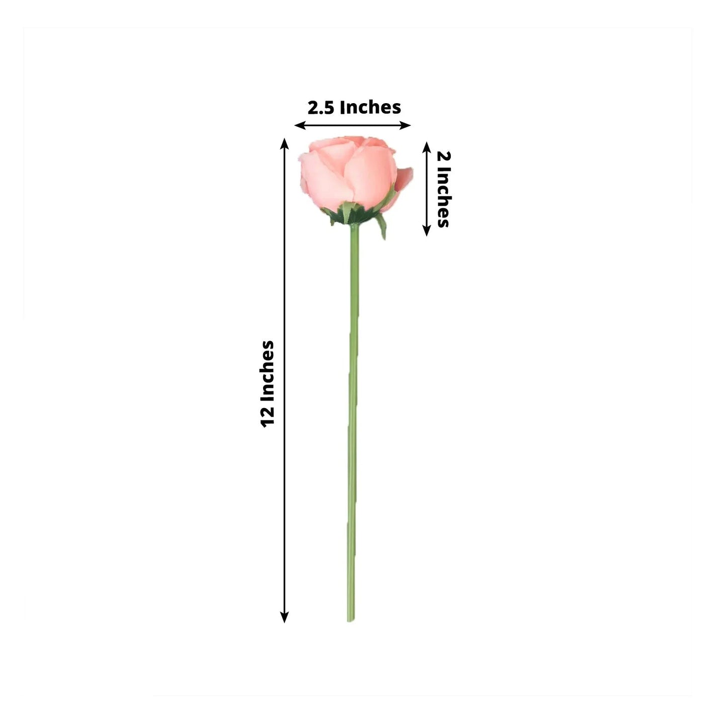 Pink artificial silk rose, single stem, 12 inches tall. Perfect for bouquets.