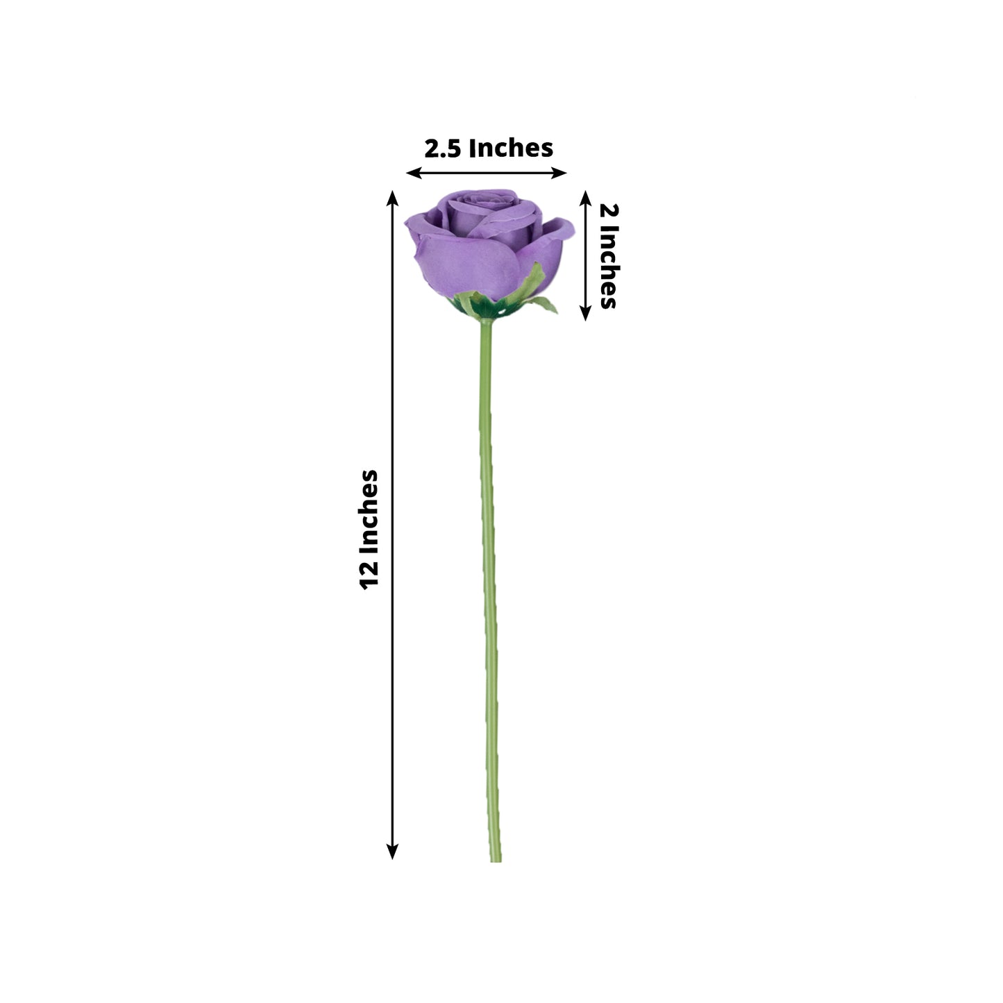 Purple artificial silk rose, 12 inches tall, perfect for bouquets and arrangements.