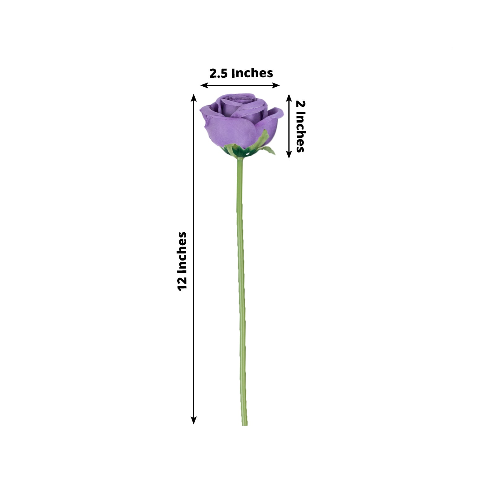 Purple artificial silk rose, 12 inches tall, perfect for bouquets and arrangements.