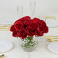 10 Pcs 12" Artificial Silk Roses - Red, Single Stem Rose for Flower Bouquet Arrangements