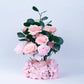 4 Pack 20" Wedding Aisle Artificial Flower Arrangements, Blush Roses Hydrangea Eucalyptus - Foam Bas