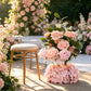 4 Pack 20" Wedding Aisle Artificial Flower Arrangements, Blush Roses Hydrangea Eucalyptus - Foam Bas