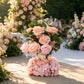 4 Pack 20" Wedding Aisle Artificial Flower Arrangements, Blush Roses Hydrangea Eucalyptus - Foam Bas