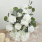 4-Pack White Artificial Flower Arrangements – 20" Roses, Hydrangeas & Eucalyptus, Free-Standing with Foam Base for Wedding Aisle Décor