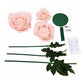 Giant Blush Artificial Rose Set with Base, 3 Standing Faux Flowers 3.75ft-4.5ft Tall for Photo Booth
