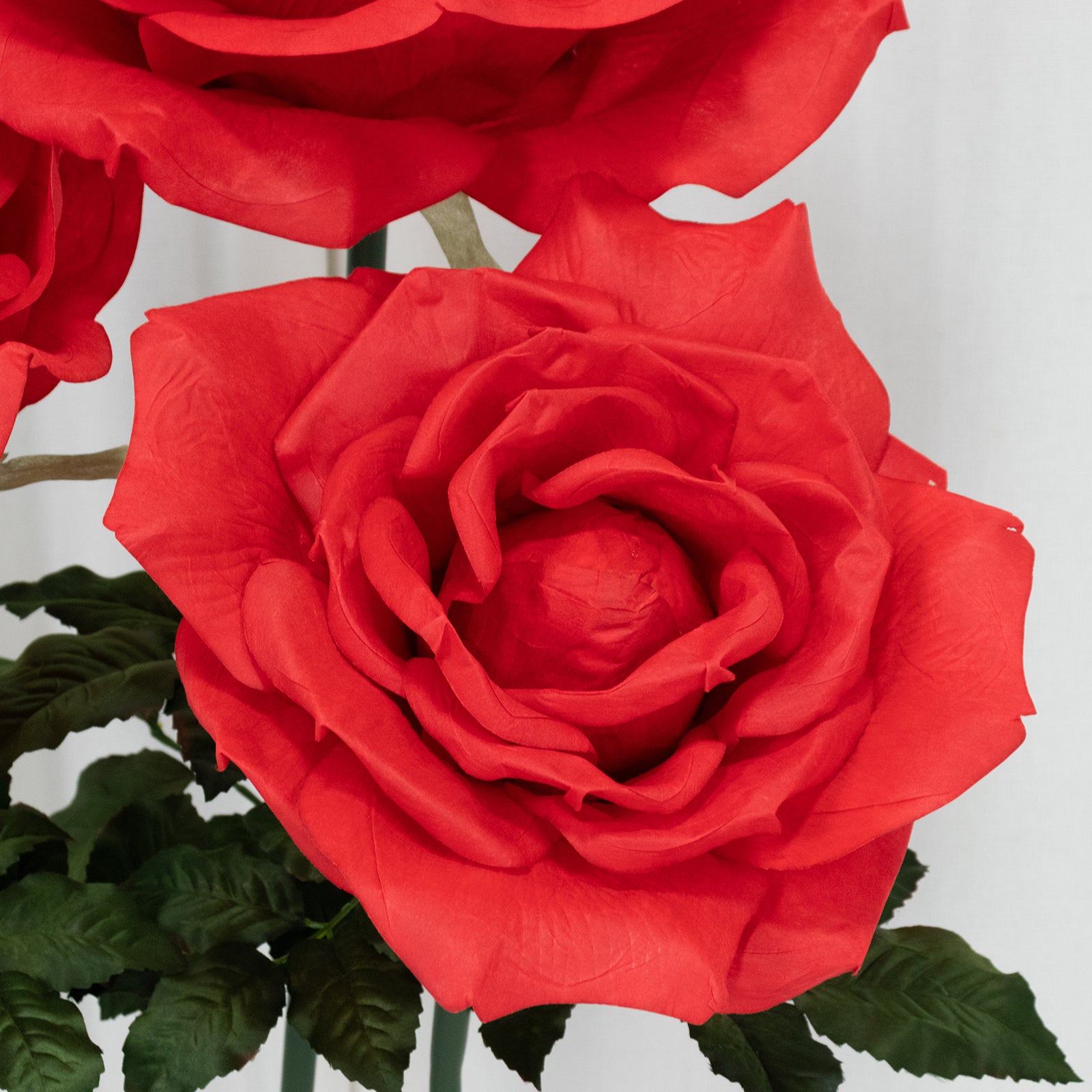 Giant red artificial rose set for events and photo booths, 3 pcs, 4.5ft tall.