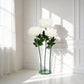 Giant White Artificial Rose Set with Base, 3 Standing Faux Flowers 3.75ft-4.5ft Tall for Photo Booth