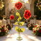 Giant Paper Rose Floor Display Set, 3 Pcs Long Stem Artificial Roses with Metal Base 6.5ft Red - Fre