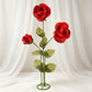 Giant Paper Rose Floor Display Set, 3 Pcs Long Stem Artificial Roses with Metal Base 6.5ft Red - Fre