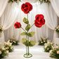 Giant Paper Rose Floor Display Set, 3 Pcs Long Stem Artificial Roses with Metal Base 6.5ft Red - Fre