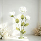 Giant Paper Rose Floor Display Set, 3 Pcs Long Stem Artificial Roses with Metal Base 6.5ft White - F