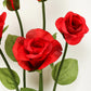 Giant Paper Rose Floor Display Set, 5 Pcs Long Stem Roses with Bud & Metal Base, 6ft, Red - Freestan