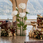 Giant Paper Rose Floor Display Set, 5 Pcs Long Stem Roses with Bud & Metal Base, 6ft, White - Freest