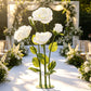 Giant Paper Rose Floor Display Set, 5 Pcs Long Stem Roses with Bud & Metal Base, 6ft, White - Freest