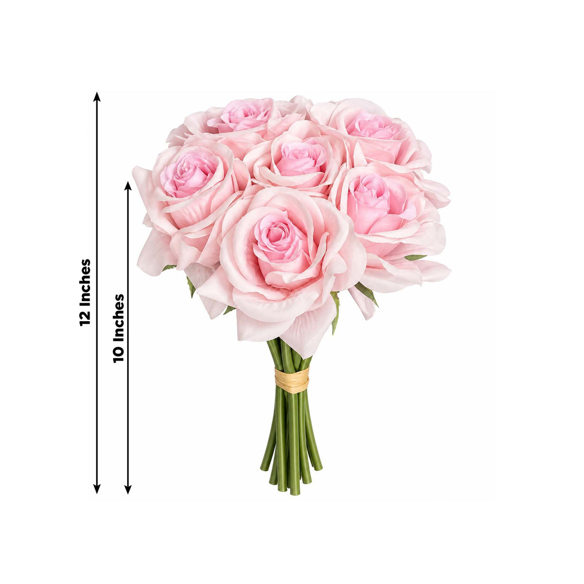 10 Stems 12" Real Touch Artificial Silk Rose Bouquet, Blush Flower Bundle with Bendable Wire Stems f