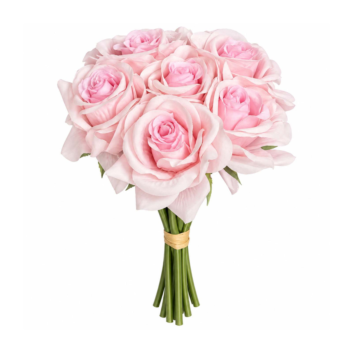 10 Stems 12" Real Touch Artificial Silk Rose Bouquet, Blush Flower Bundle with Bendable Wire Stems f